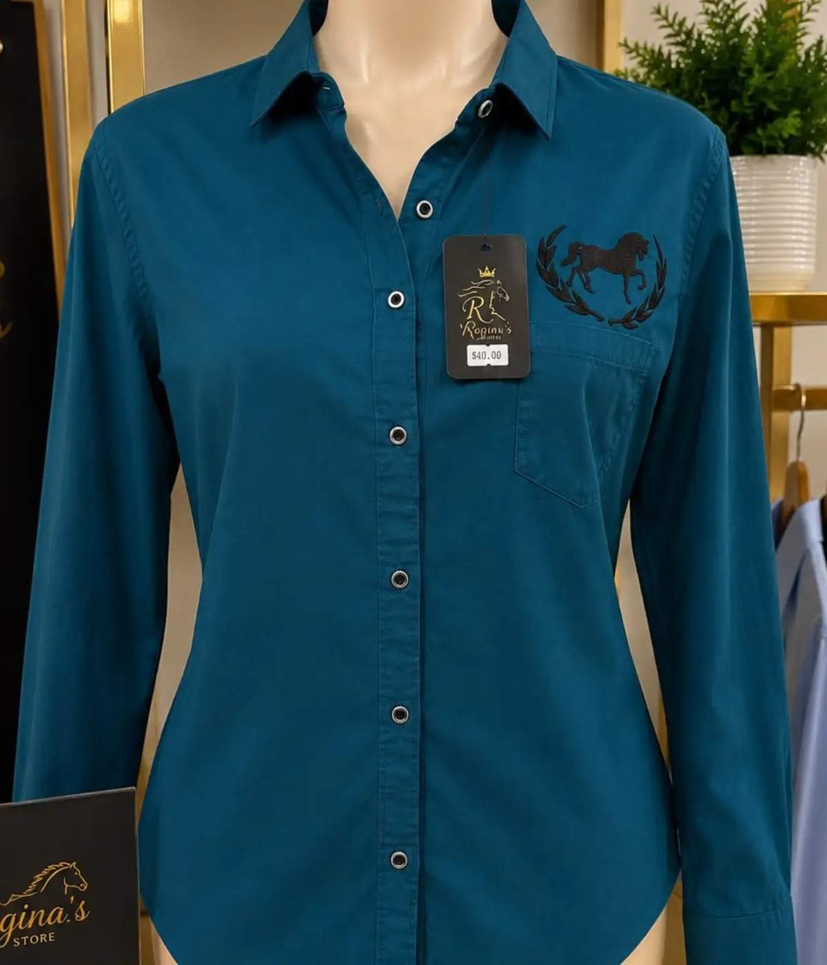 Camisa Teal Bordada